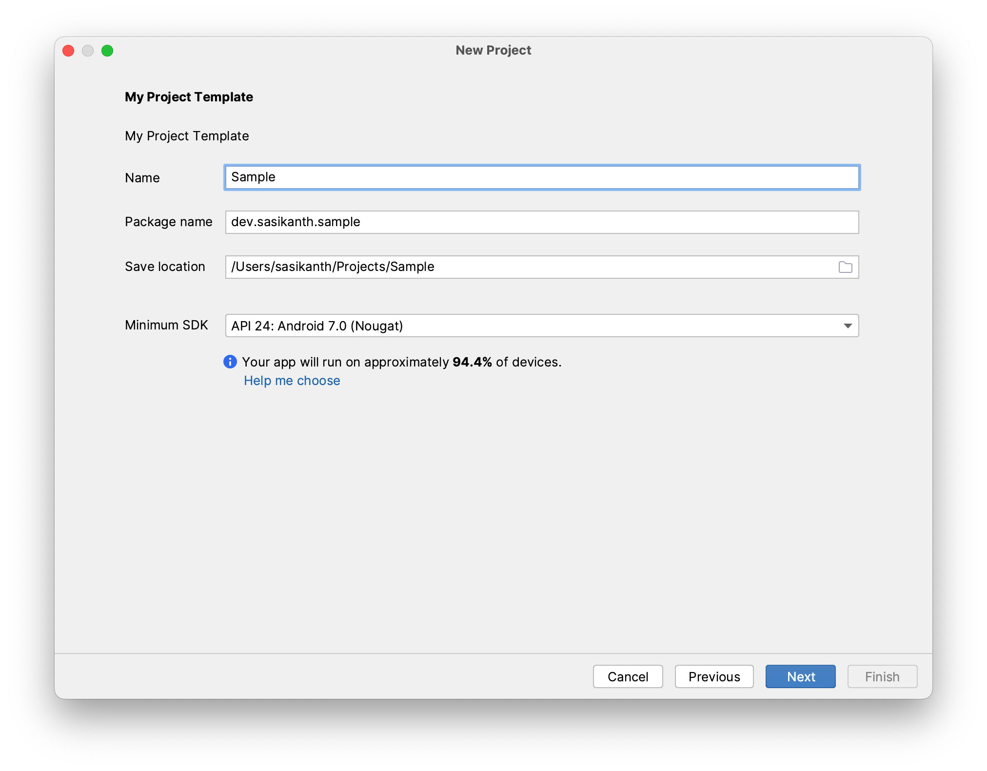Creating project templates for Android Studio